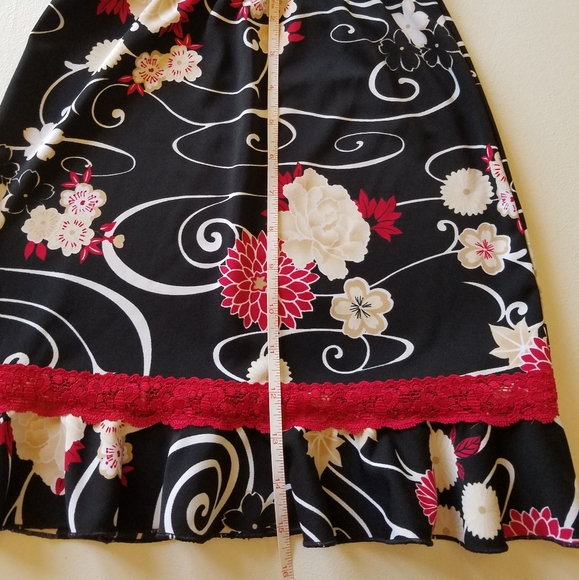 My Michelle Skirt Size 7 Girls Black Red White Flo - Picture 3 of 7